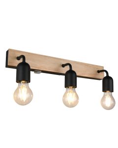 Svart badrumslampa vägg rustik, Ahsen, IP44, med brytare