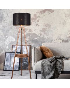 Brun golvlampa tre ben modern, Wendel, med brytare
