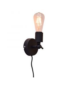 Industri vägglampa svart, Bolb, med brytare