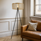 Bambu golvlampa brun, Tina, med brytare