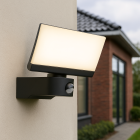 Modern utomhus vägglampa med rörelsesensor svart, Leonie, 24W, 3000K LED, IP54