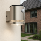 Modern utomhus vägglampa solcell krom, Tommy, 1W, 2700K LED, IP54