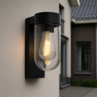 Aluminium utomhus vägglampa med skymningssensor svart, Bella, IP44