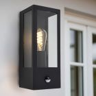 Modern utomhus vägglampa med rörelsesensor svart, Senne, IP44