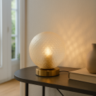 Retro bordslampa transparent, Johnson, med brytare