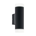Svart modern up down vägglampa stål, Marlies, IP44