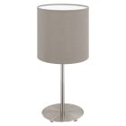 Taupe modern bordslampa tyg, Abano, med brytare