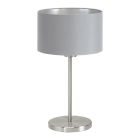Grå modern bordslampa tyg, Terme, med brytare