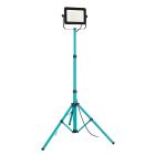 Blå arbetslampa aluminium, Angelos, 100W, 4000K LED, IP65, med brytare