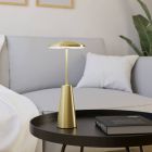 Guld modern bordslampa stål, Ishika, 2,8W, white switch LED, IP54, med beröringsdimmer