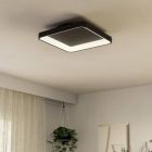 Svart modern taklampa plast, Shauni, 12W, varm till kall vit justerbar LED, met fjärrkontroll