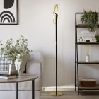 Mässing design golvlampa plast, Corwin, 8,8W, 3000K LED, med beröringsdimmer