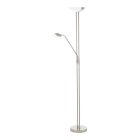 Nickel design läslampa golv glas, Brava, 20W, 3000K LED, med brytare