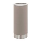 Taupe modern bordslampa tyg, Abano, med beröringsdimmer
