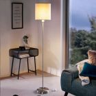 Taupe modern golvlampa tyg, Abano, med brytare