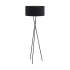 Svart modern golvlampa tre ben tyg, Anuschka, med brytare