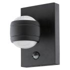 Svart utomhus vägglampa med rörelsesensor plast, Bastien, IP44