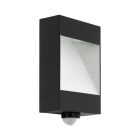 Antracit modern utomhus vägglampa med rörelsesensor aluminium, Elvi, 10W, 3000K LED, IP44