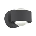Antracit modern utelampa aluminium, Lyn, 2W, 3000K LED, IP44