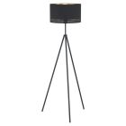 Svart modern golvlampa tre ben stål, Niko, med brytare