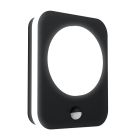 Svart modern utomhus vägglampa med rörelsesensor aluminium, Luut, 9W, 3000K LED, IP44