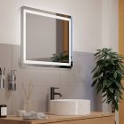 Grå modern speglar med belysning glas, Bibi, 18,6W, varm till kall vit justerbar LED, IP44, med brytare