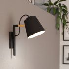 Svart industri vägglampa aluminium, Jevon