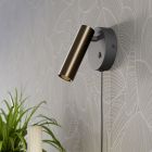 Brons modern väggspotlight stål, Valproto, 5W, white switch LED, med brytare