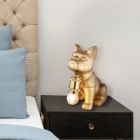 Keramik bordslampa guld, Dogan, med brytare
