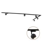 3M 1 fas skensystem svart med L-koppling + 5 Alco spotlights