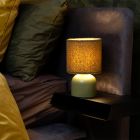 Grön bordslampa vintage, Woolly, med brytare