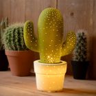 Keramik bordslampa grön, Cactus, med brytare
