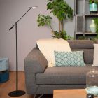 Svart läslampa golv modern, Anselmo, 9W, 3000K LED