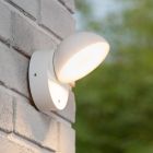 Vit utomhus vägglampa med skymningssensor modern, Finn, 12W, 3000K LED, IP54