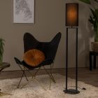 Svart golvlampa rustik, Herman, med brytare