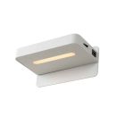 Vit vägglampa modern, Atkin, 5W, 2700K LED, med brytare