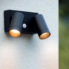 Svart utomhus vägglampa med rörelsesensor modern, Taylor, IP54