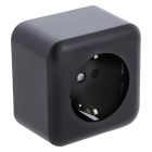 Q-Link utanpåliggande uttag, 1-vägs, med barnskydd och skyddskontakt, svart