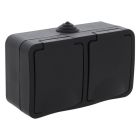 Q-Link 2-vägs utanpåliggande uttag, skyddskontakt, stänksäker, horisontell