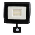 Svart strålkastare med sensor aluminium, Miro, 50W, 3000K LED, IP65
