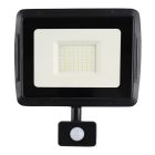 Svart strålkastare med sensor aluminium, Miro, 50W, 6000K LED, IP65