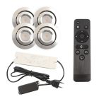 4 vinklingsbar infälld spotlights uterum Rona, IP44, med anslutningsset och fjärrkontroll, krom