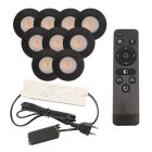 9 svart infälld spotlights uterum Dico, IP65, med anslutningsset och fjärrkontroll