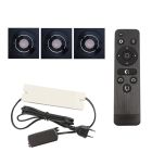 3 vinklingsbar infälld spotlights uterum Rona fyrkantig, IP44, med anslutningsset och fjärrkontroll, svart