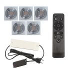 5 vinklingsbar infälld spotlights uterum Rona fyrkantig, IP44, med anslutningsset och fjärrkontroll, krom