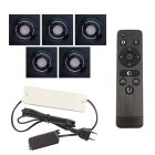 5 vinklingsbar infälld spotlights uterum Rona fyrkantig, IP44, med anslutningsset och fjärrkontroll, svart