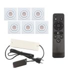 6 vinklingsbar infälld spotlights uterum Rona fyrkantig, IP44, med anslutningsset och fjärrkontroll, vit