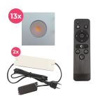 13 fyrkantig krom infälld spotlights uterum Dico, IP65, med anslutningsset och fjärrkontroll
