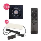 14 vinklingsbar infälld spotlights uterum Rona fyrkantig, IP44, med anslutningsset och fjärrkontroll, svart