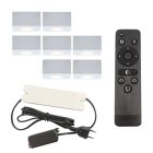 7 fyrkantig vit utanpåliggande spotlight uterum Fredo, IP44, med anslutningsset och fjärrkontroll